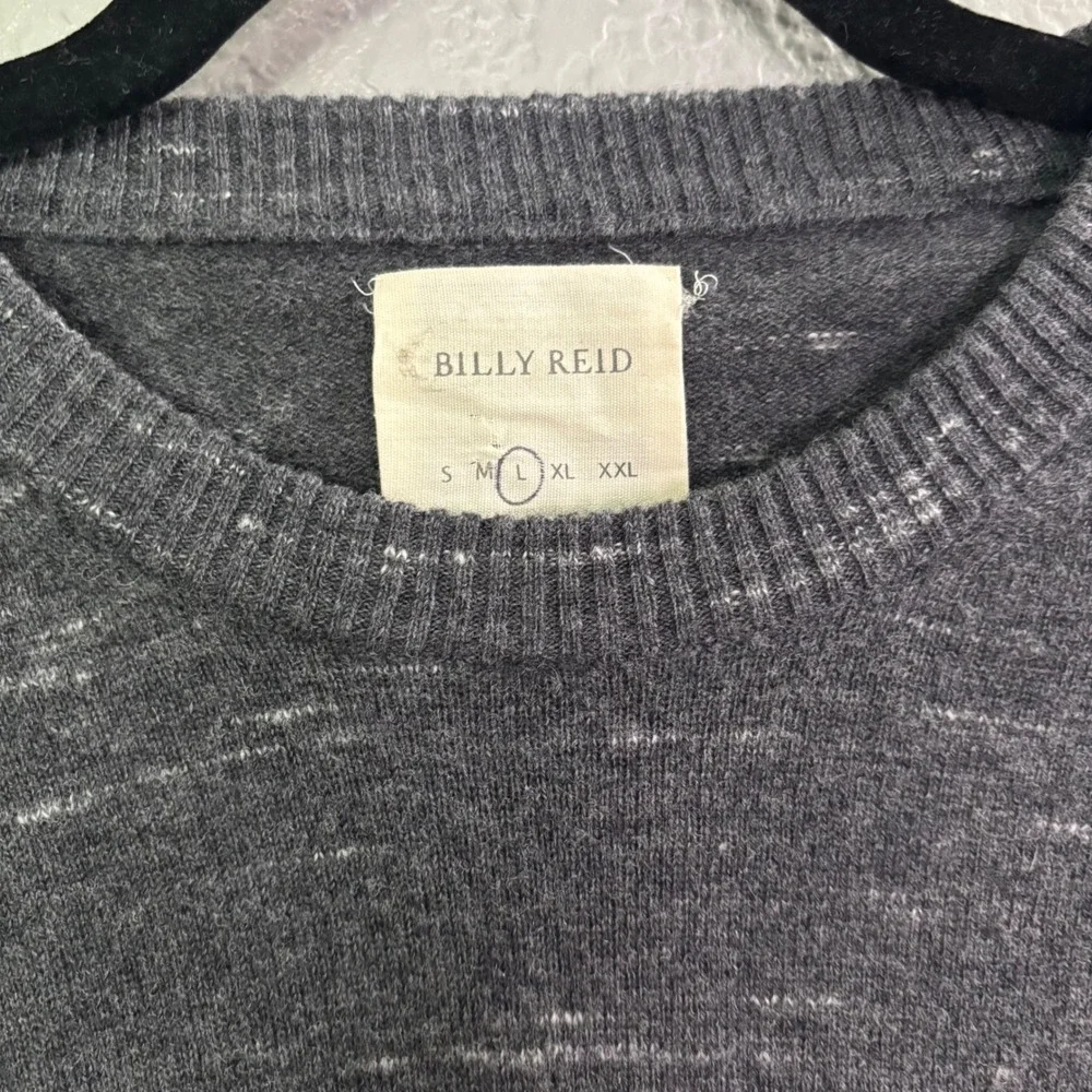 Billy Reid Gray 100% Extrafine Merino Wool‎ Crewneck Sweater Large Made in Italy